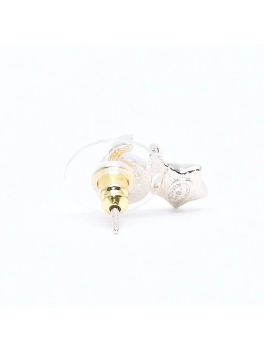 Chanel Earrings CC Logo Star Color Stone Light Gold